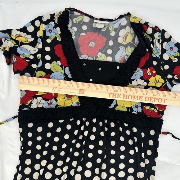 Vintage Limited Too‎ Y2K Girls Dress Size 18 Floral Polka Dot Ruffle Sleeve Mini - Picture 6 of 7